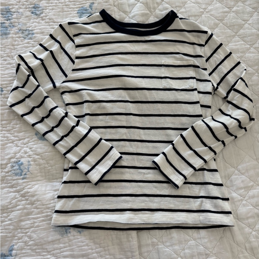 Crewcuts Navy and White Striped Long Sleeve Tee